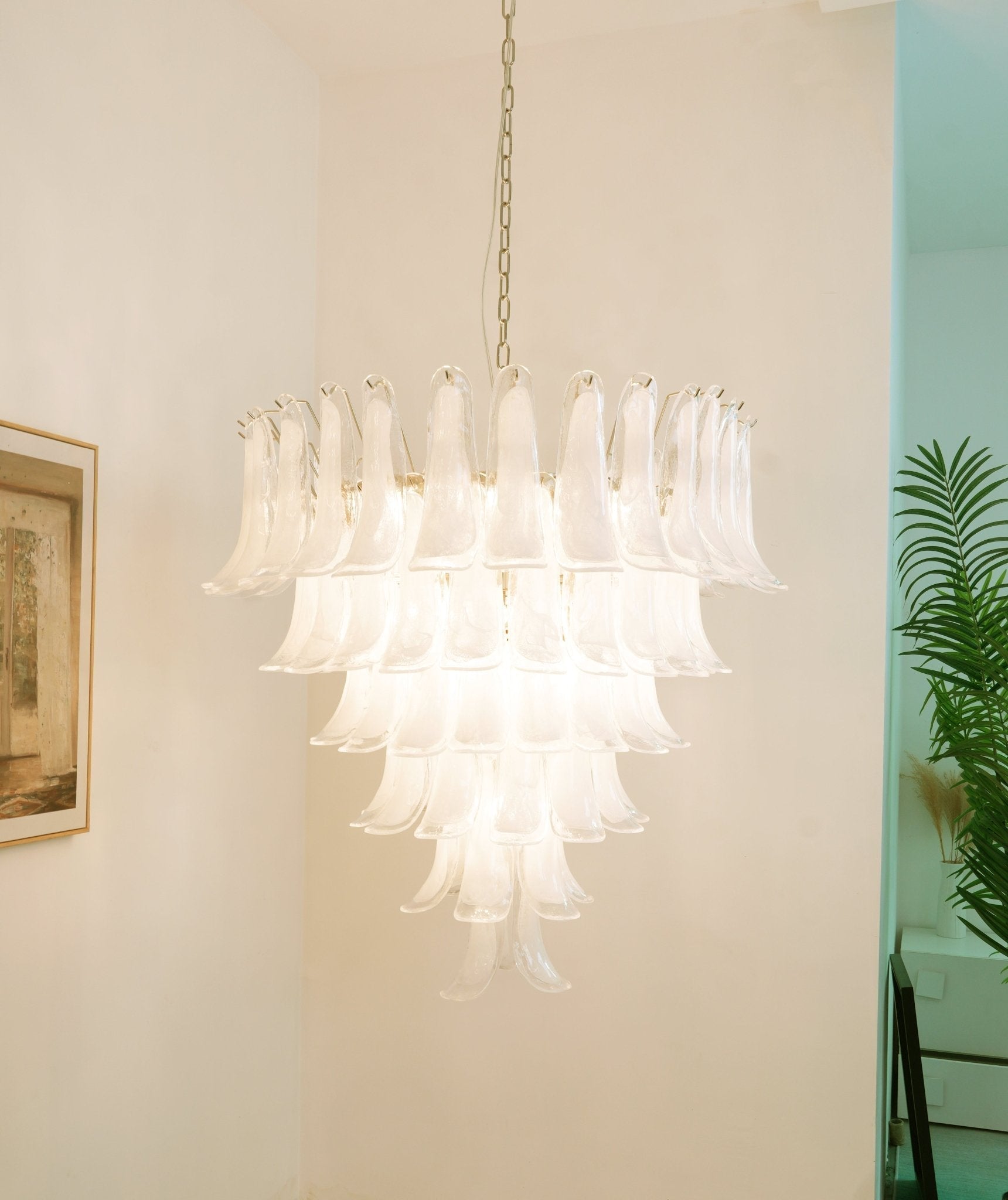Aurora Chandelier Murano Glass Petals Vintage-Neutral Decor