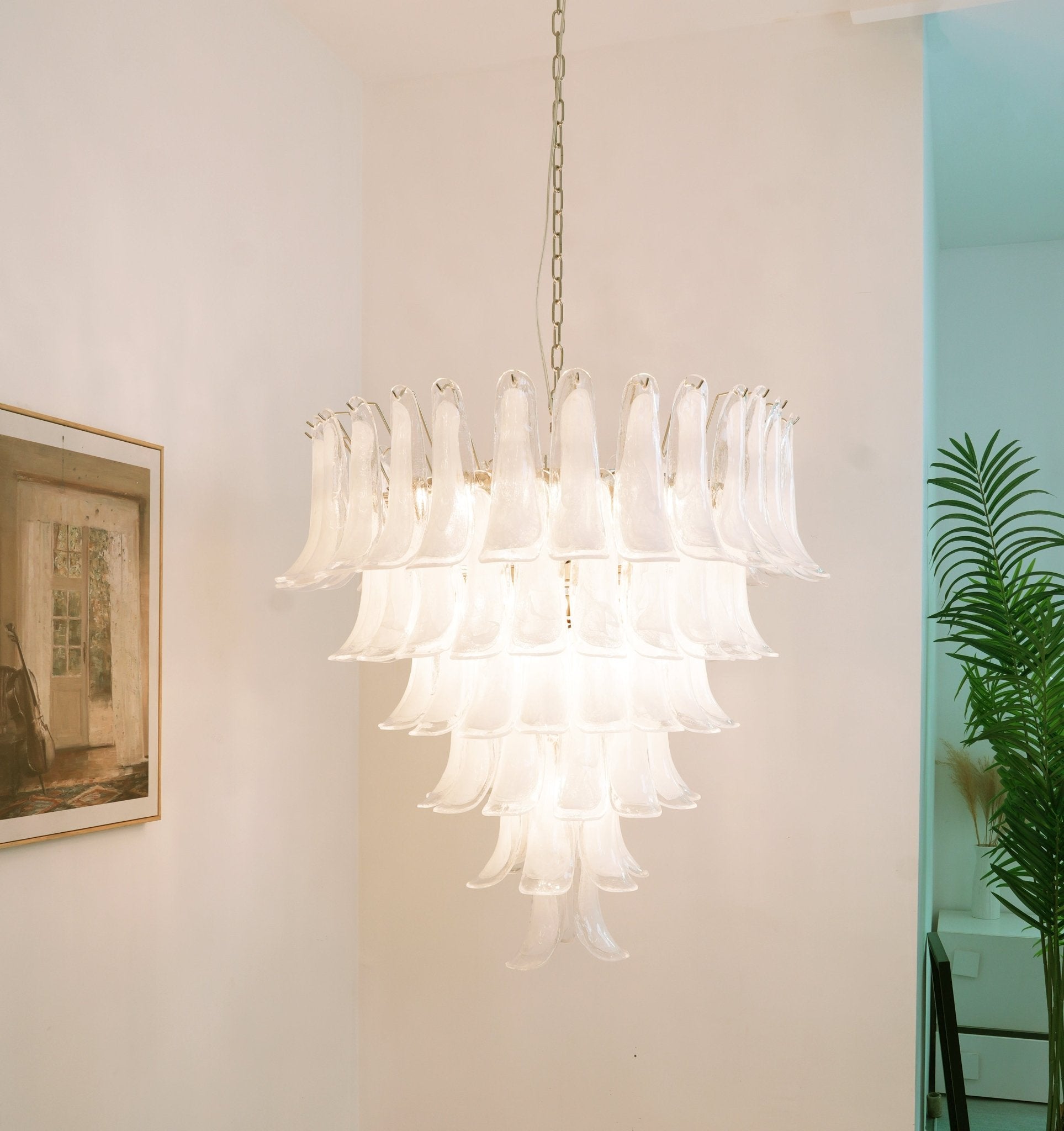 Aurora Chandelier Murano Glass Petals Vintage-Neutral Decor