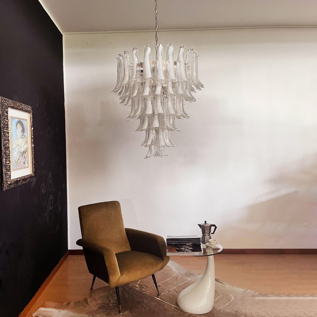 Aurora Chandelier Murano Glass Petals Vintage-Neutral Decor