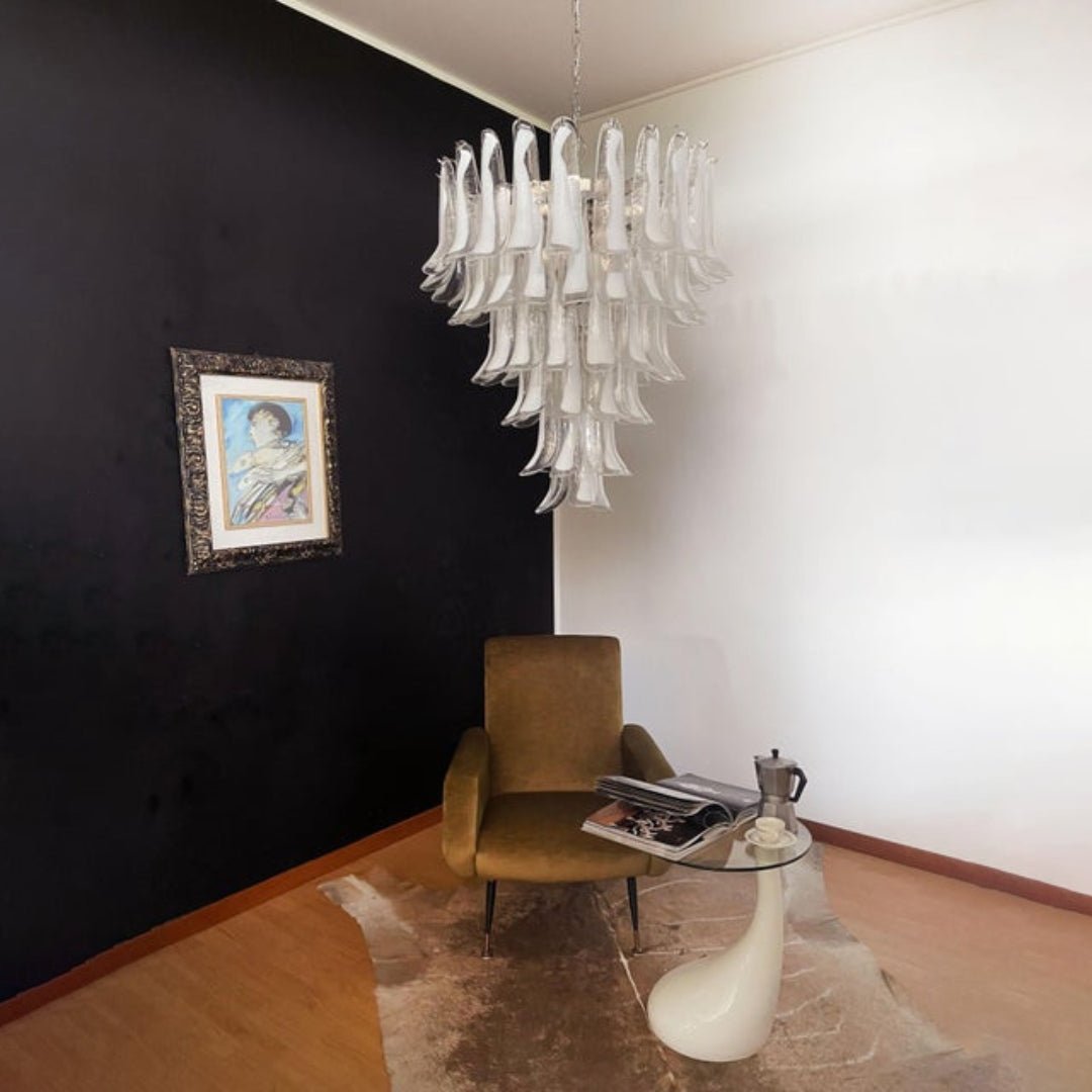 Aurora Chandelier Murano Glass Petals Vintage-Neutral Decor