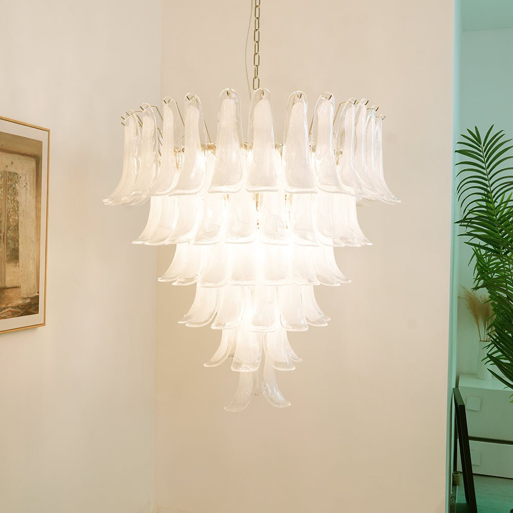 Aurora Chandelier Murano Glass Petals Vintage-Neutral Decor