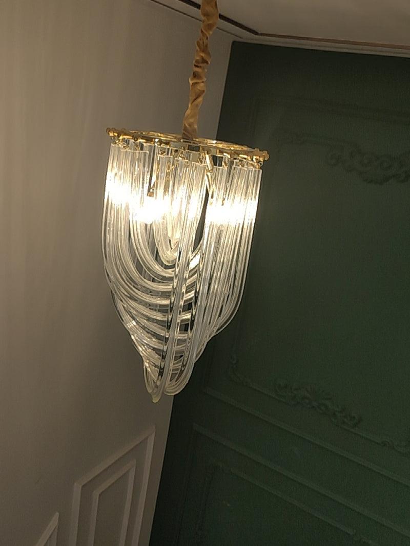 Sylnen Chandelier Clear Curved Tiered-Neutral Decor