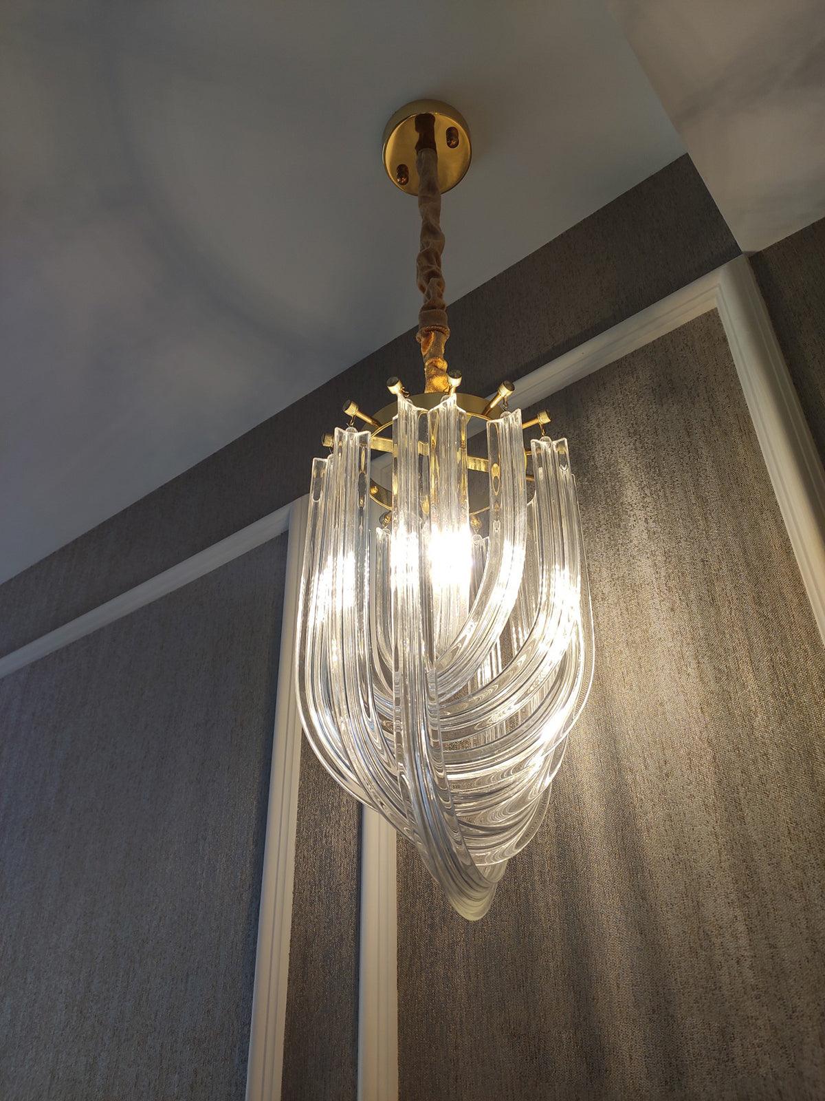 Sylnen Chandelier Clear Curved Tiered-Neutral Decor