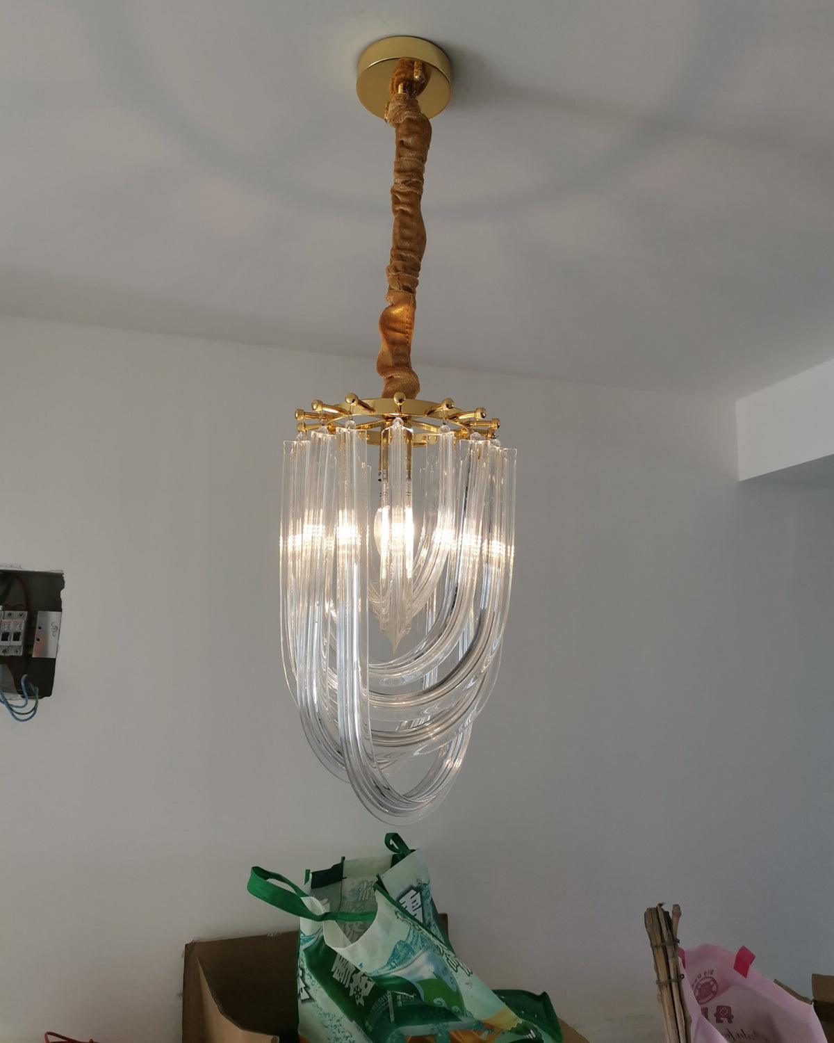 Sylnen Chandelier Clear Curved Tiered-Neutral Decor
