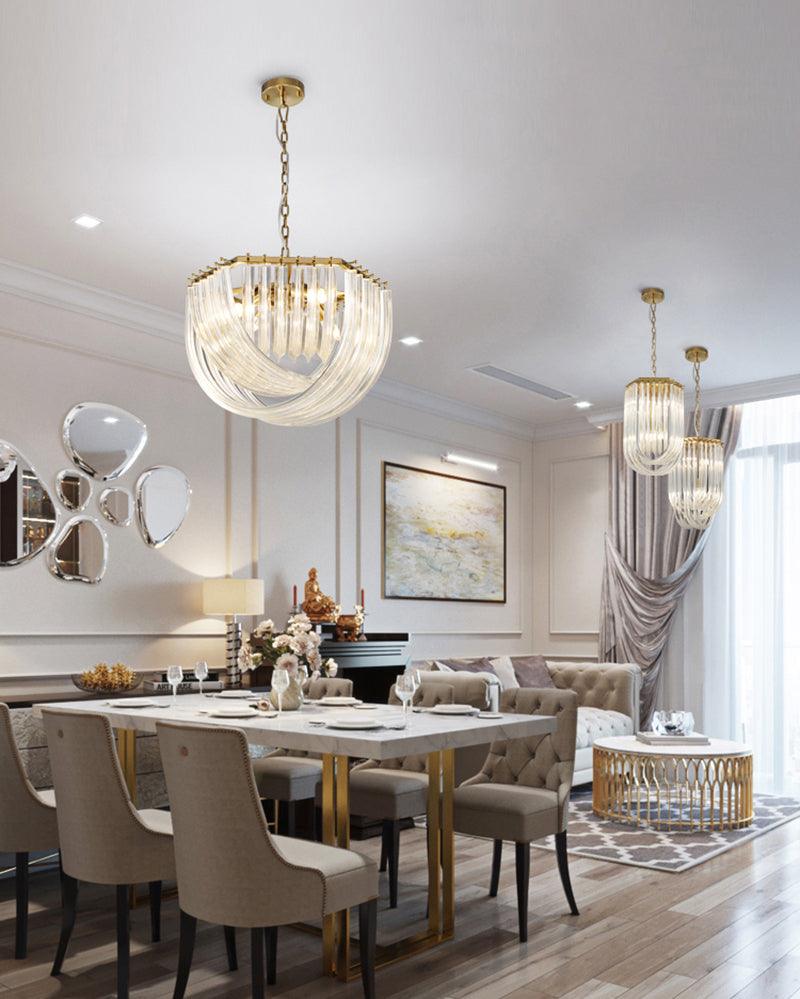 Sylnen Chandelier Clear Curved Tiered-Neutral Decor