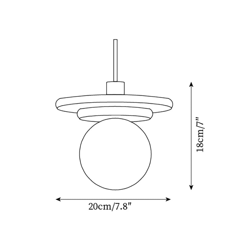 Pendant Lamp Glass Globe Travertine Disc Walnut Wood Natural