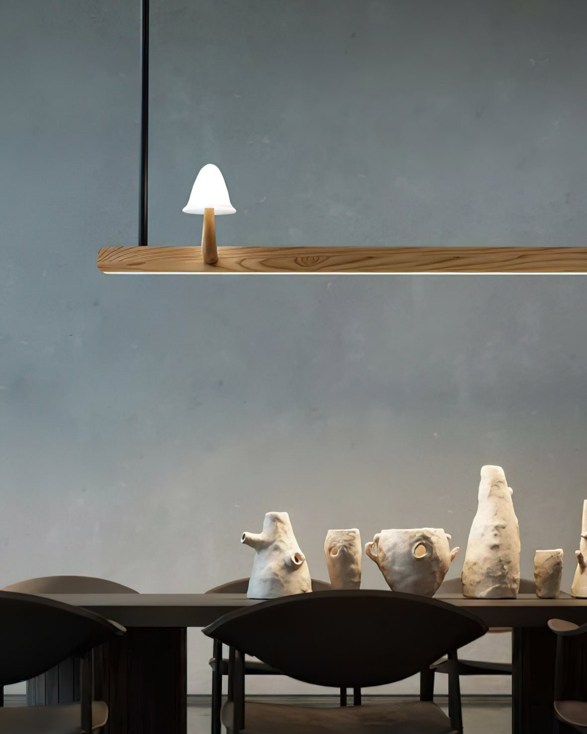 Lustra Chandelier Mushroom Wooden Minimalist Modern-Neutral Decor