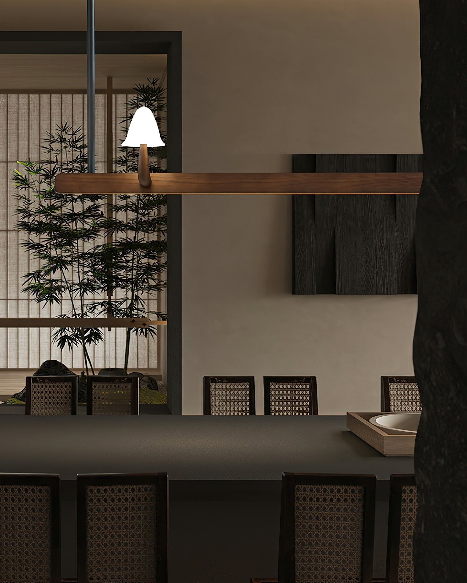 Lustra Chandelier Mushroom Wooden Minimalist Modern-Neutral Decor