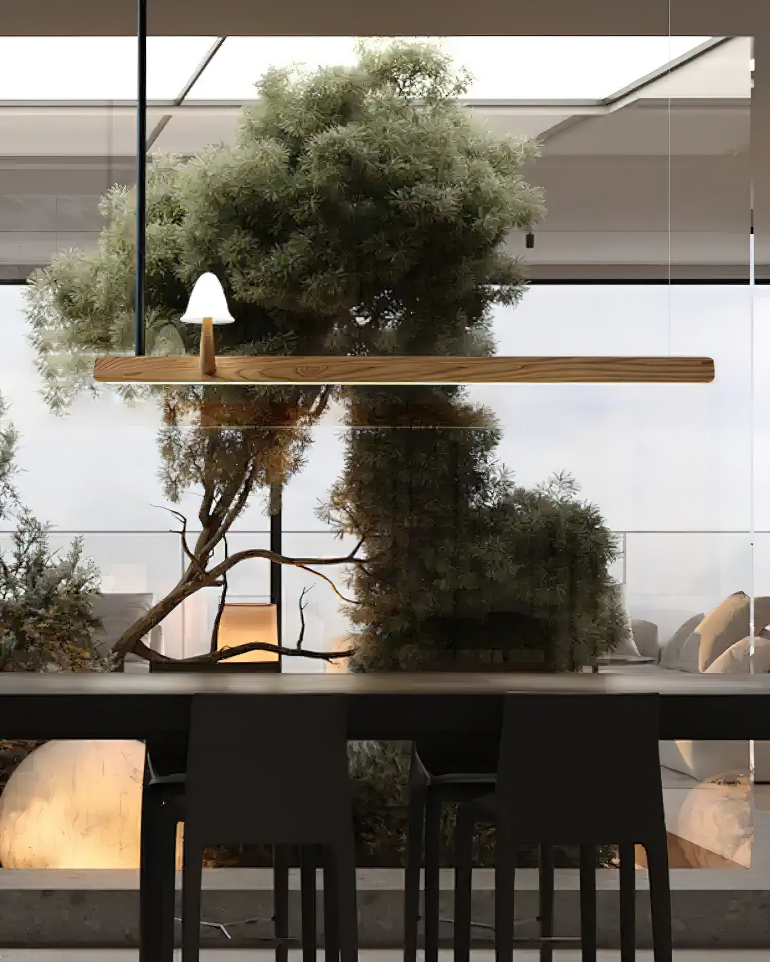 Lustra Chandelier Mushroom Wooden Minimalist Modern-Neutral Decor