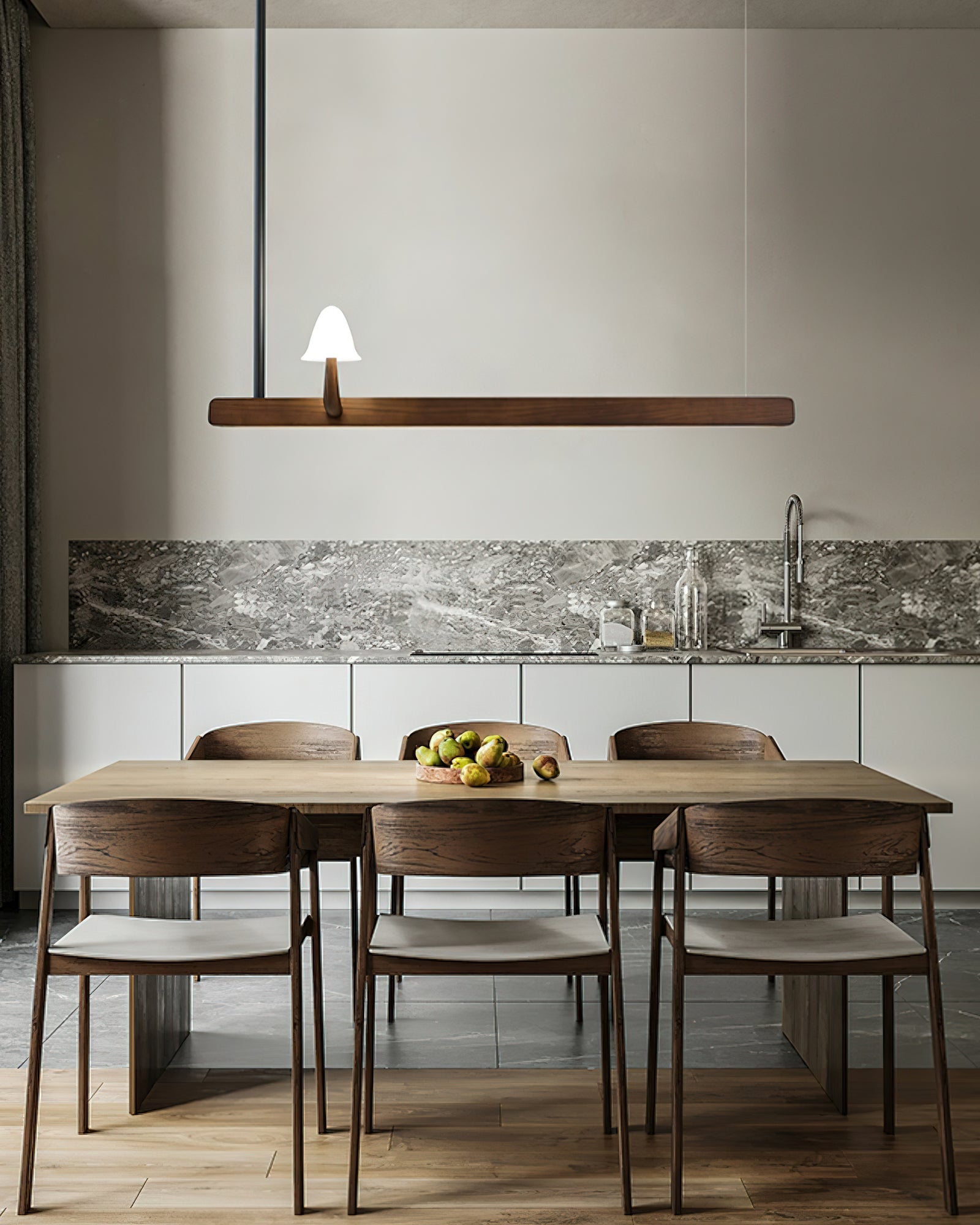 Lustra Chandelier Mushroom Wooden Minimalist Modern-Neutral Decor