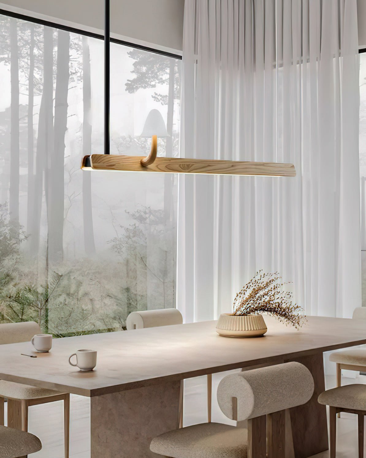 Lustra Chandelier Mushroom Wooden Minimalist Modern-Neutral Decor