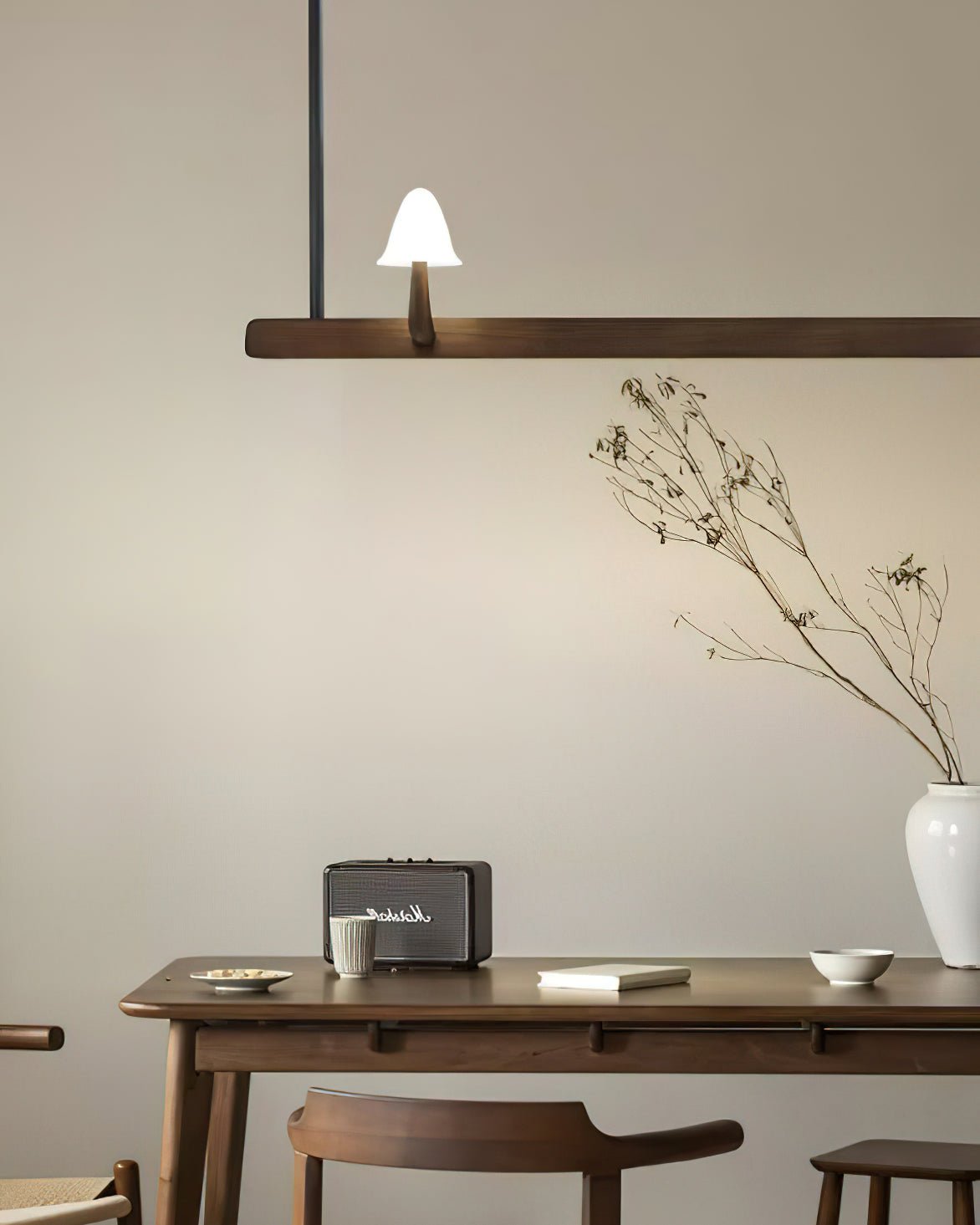 Lustra Chandelier Mushroom Wooden Minimalist Modern-Neutral Decor