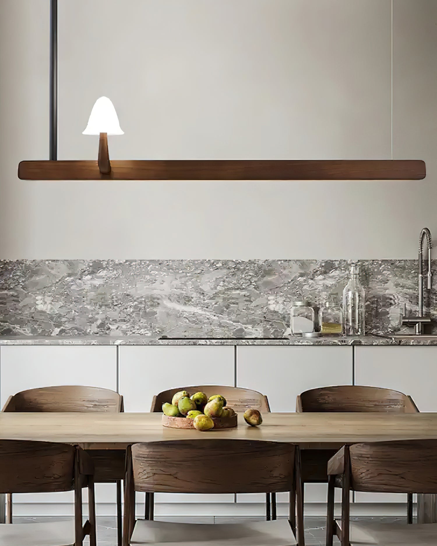 Lustra Chandelier Mushroom Wooden Minimalist Modern-Neutral Decor