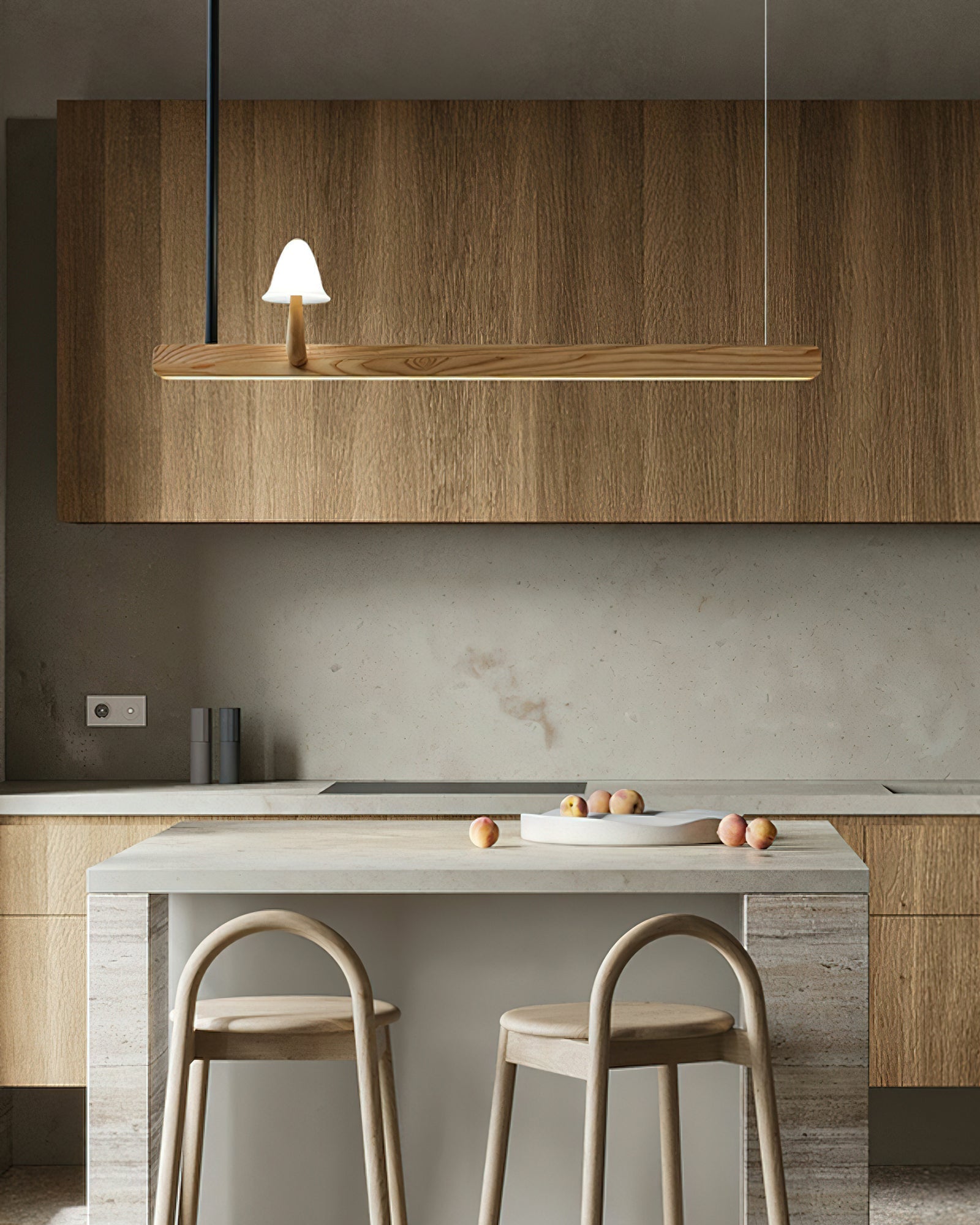Lustra Chandelier Mushroom Wooden Minimalist Modern-Neutral Decor