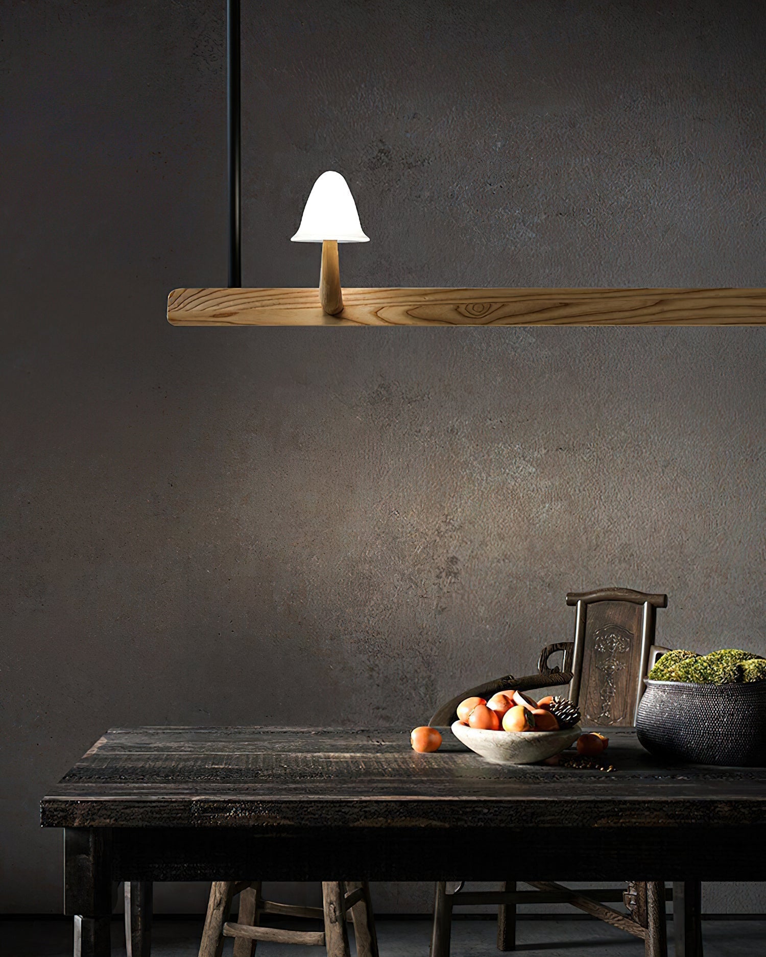 Lustra Chandelier Mushroom Wooden Minimalist Modern-Neutral Decor