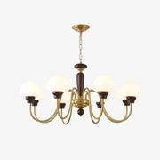 Lustra Chandelier Brass Wood Mushroom Classic-Neutral Decor