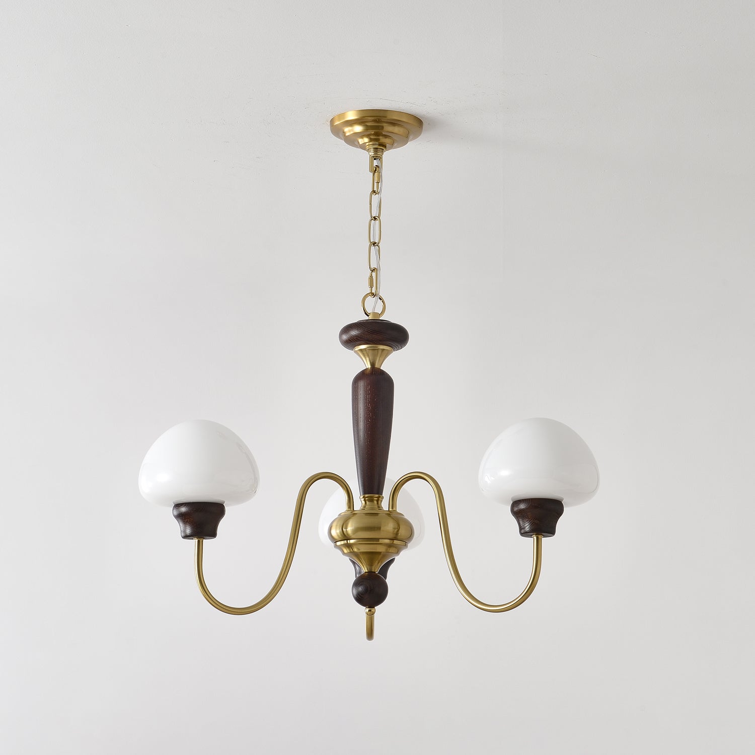 Lustra Chandelier Brass Wood Mushroom Classic-Neutral Decor