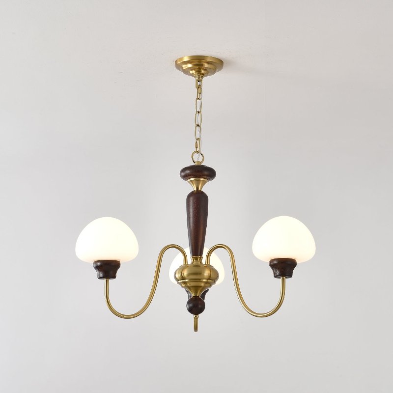 Lustra Chandelier Brass Wood Mushroom Classic-Neutral Decor