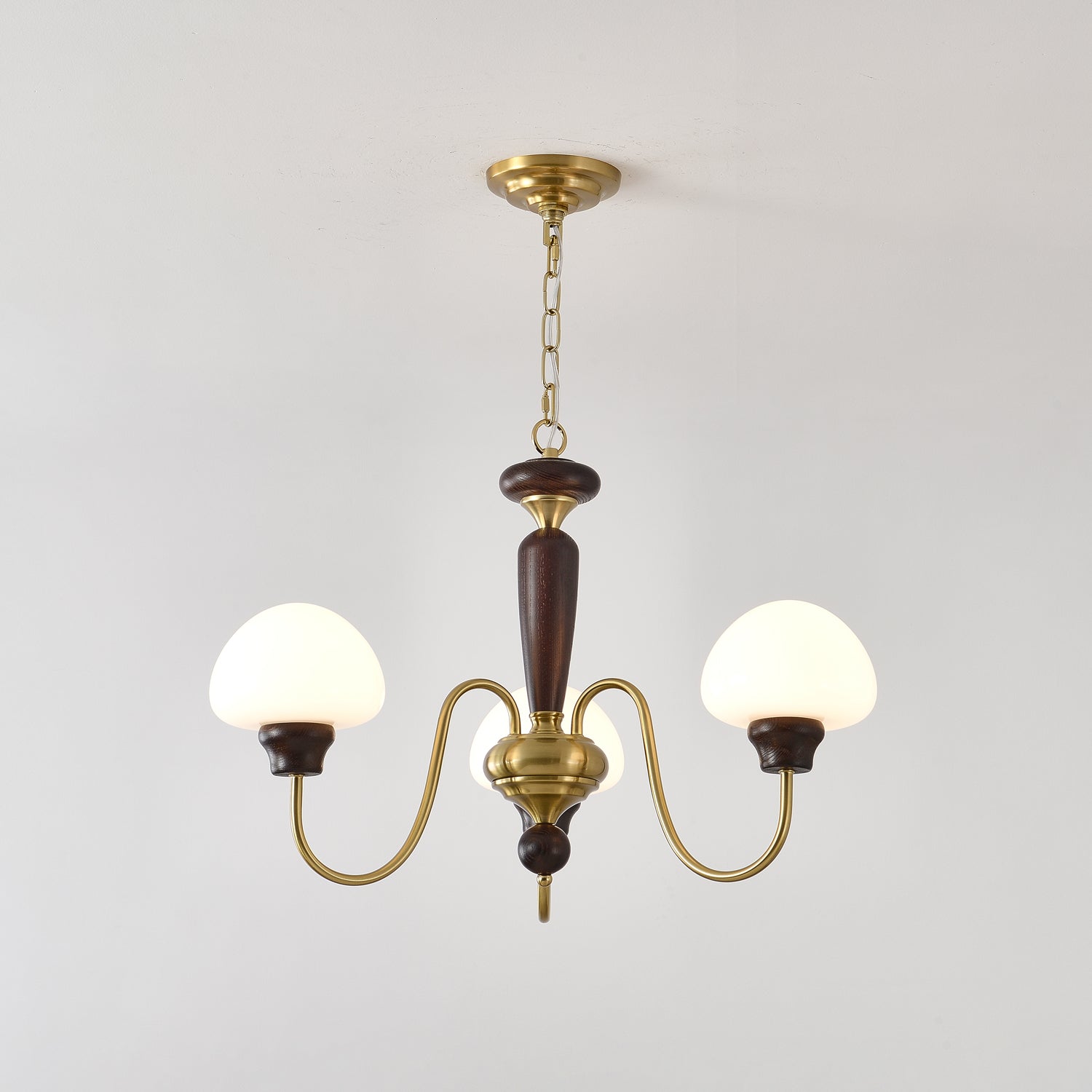 Lustra Chandelier Brass Wood Mushroom Classic-Neutral Decor
