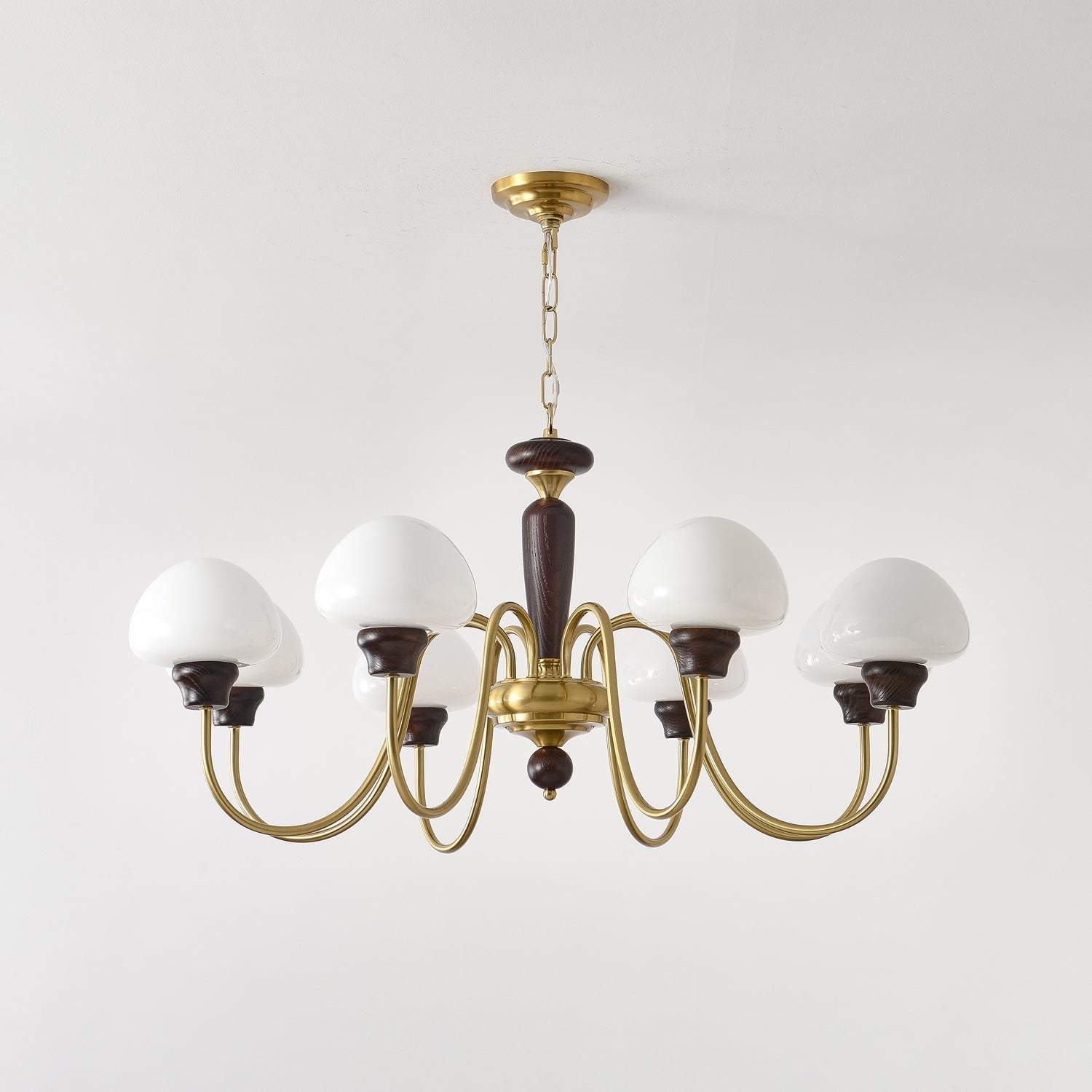 Lustra Chandelier Brass Wood Mushroom Classic-Neutral Decor
