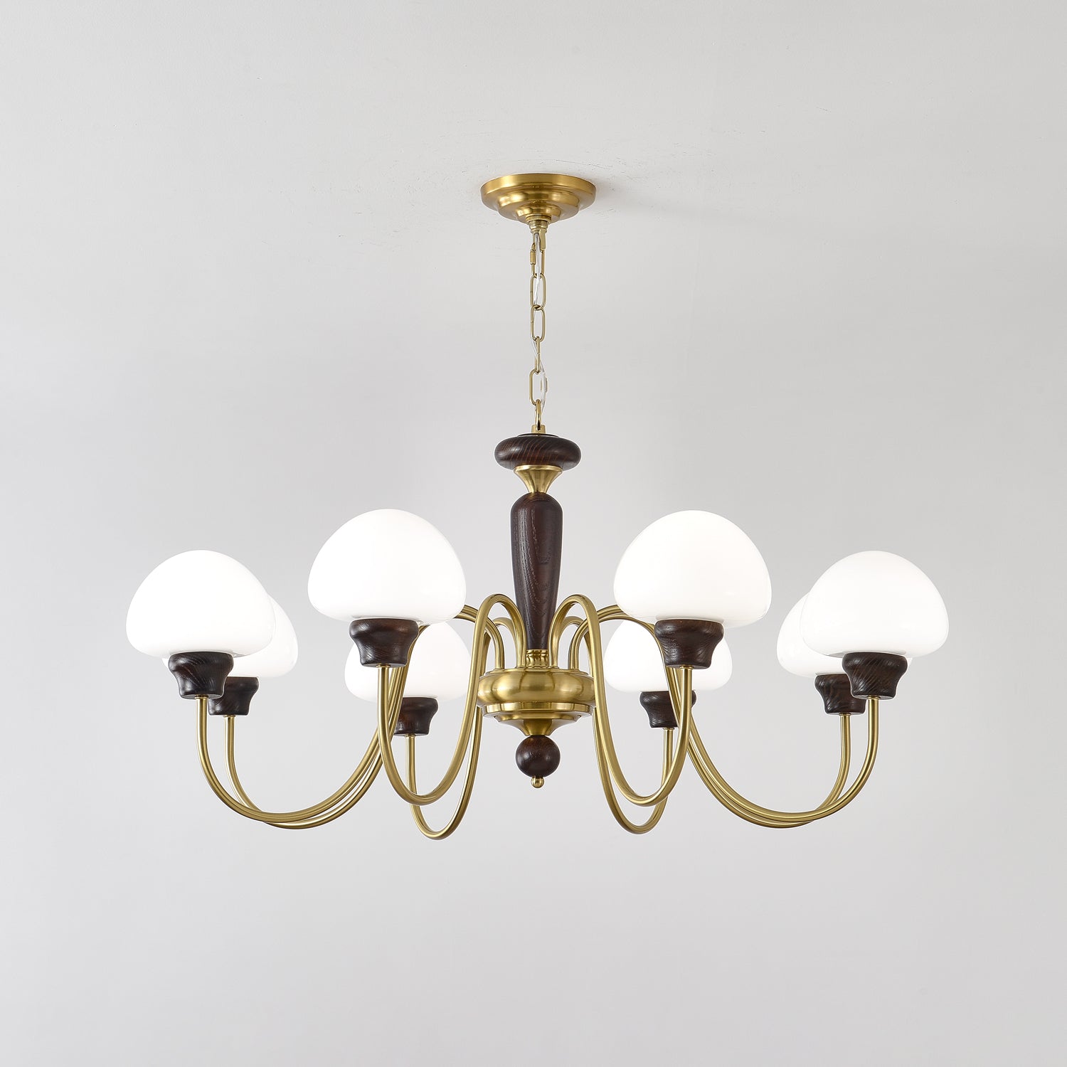 Lustra Chandelier Brass Wood Mushroom Classic-Neutral Decor