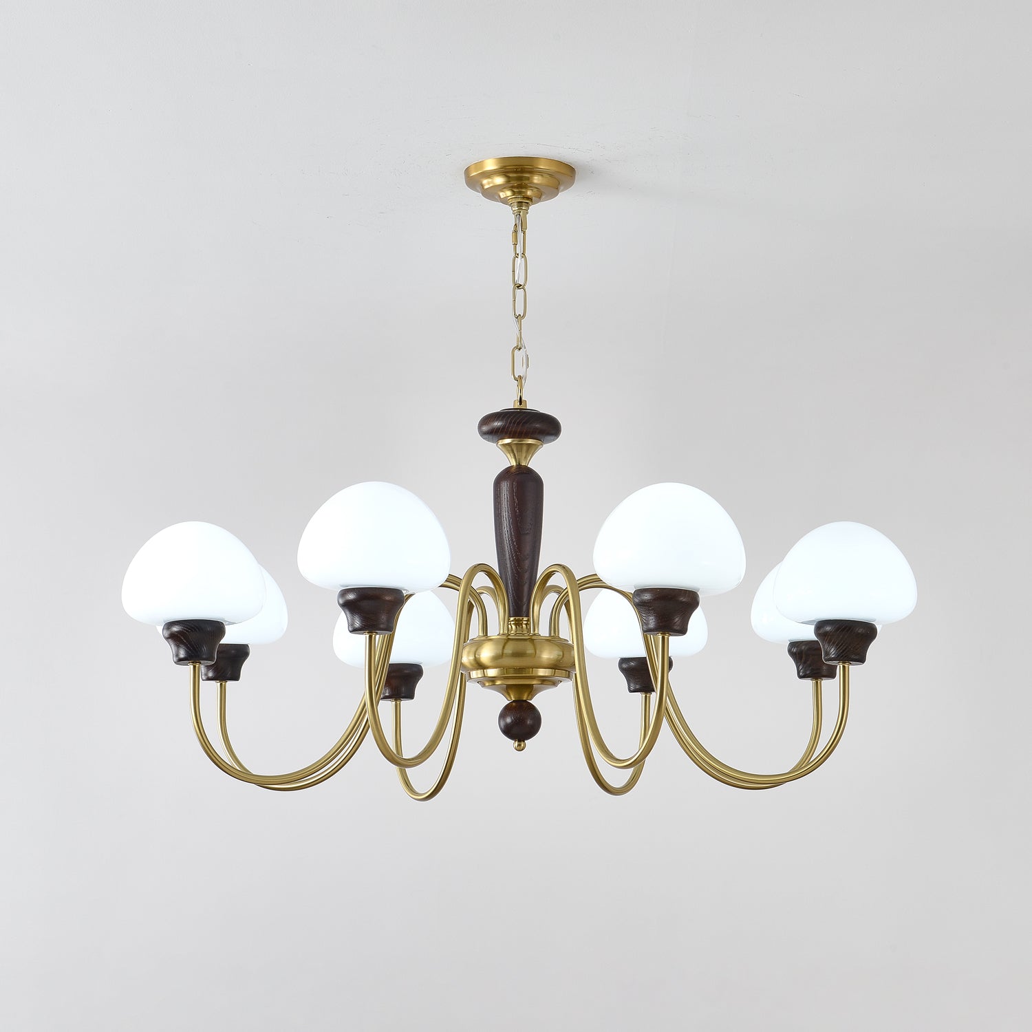 Lustra Chandelier Brass Wood Mushroom Classic-Neutral Decor