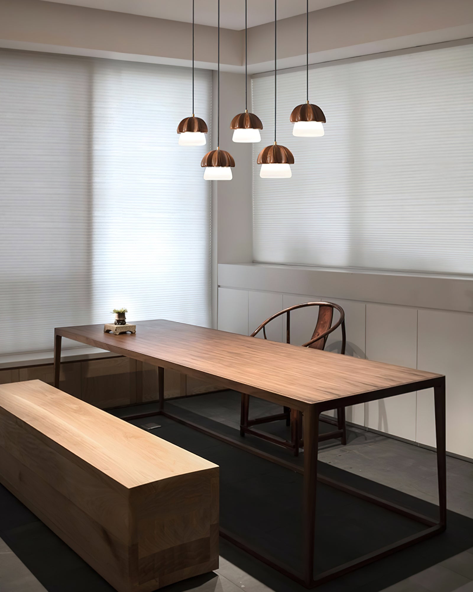 Indris Pendant Lamp Mushroom Cluster Wood & Glass-Neutral Decor
