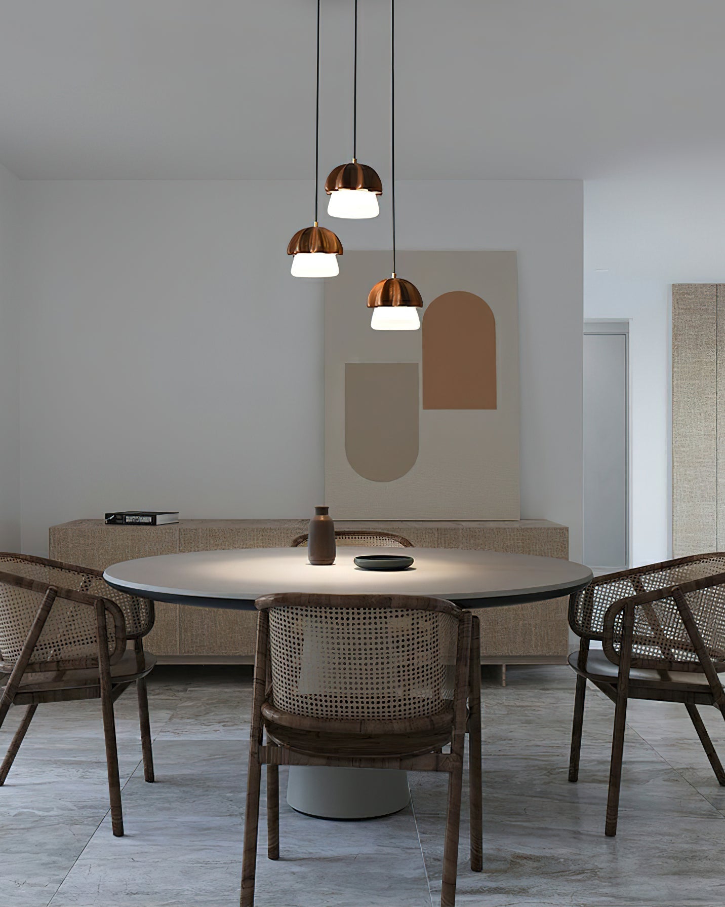Indris Pendant Lamp Mushroom Cluster Wood & Glass-Neutral Decor