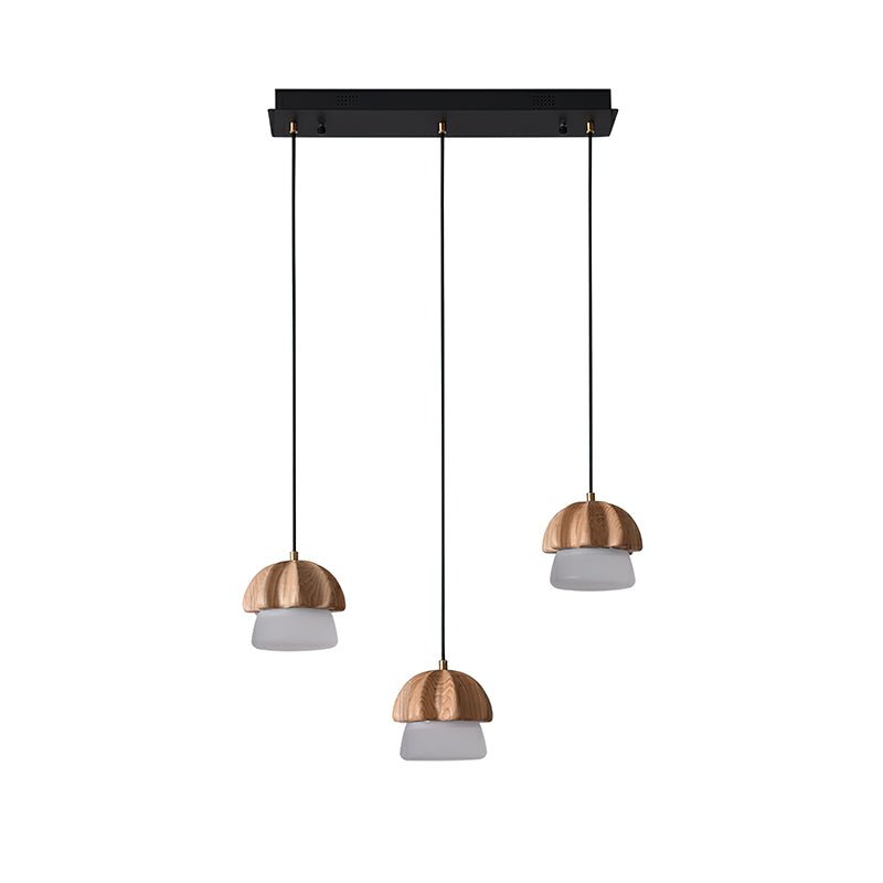 Indris Pendant Lamp Mushroom Cluster Wood & Glass-Neutral Decor