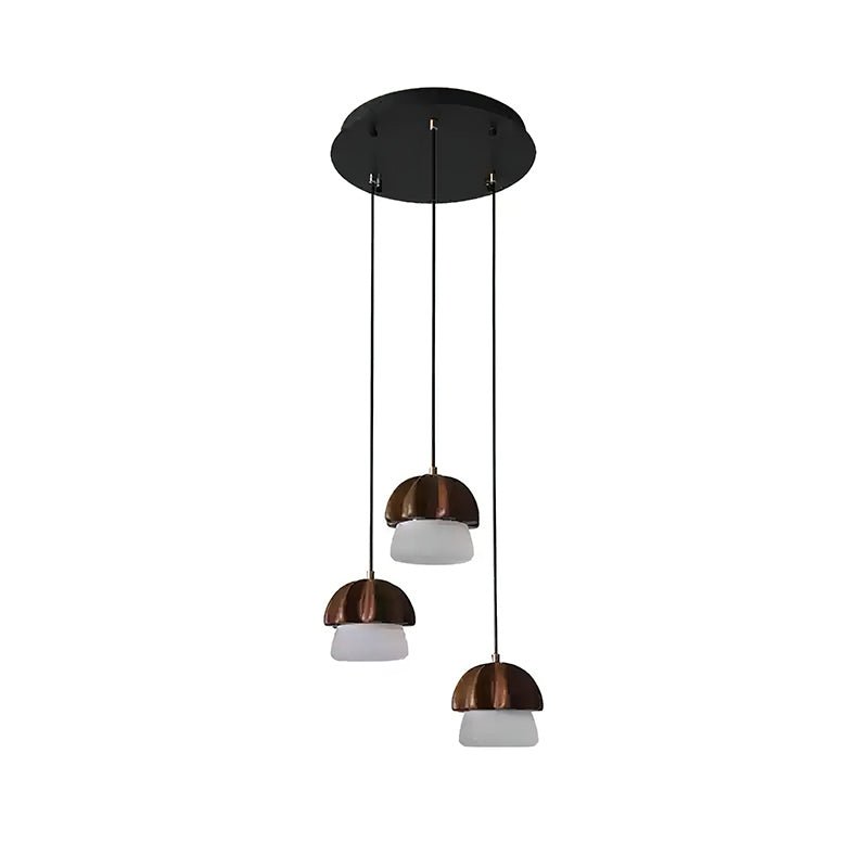 Indris Pendant Lamp Mushroom Cluster Wood & Glass-Neutral Decor