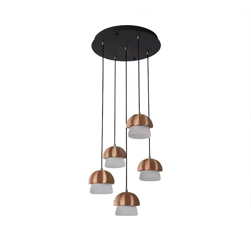 Indris Pendant Lamp Mushroom Cluster Wood & Glass-Neutral Decor