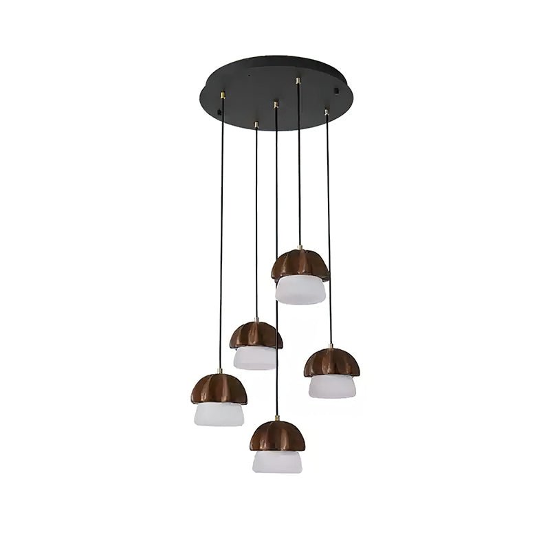 Indris Pendant Lamp Mushroom Cluster Wood & Glass-Neutral Decor