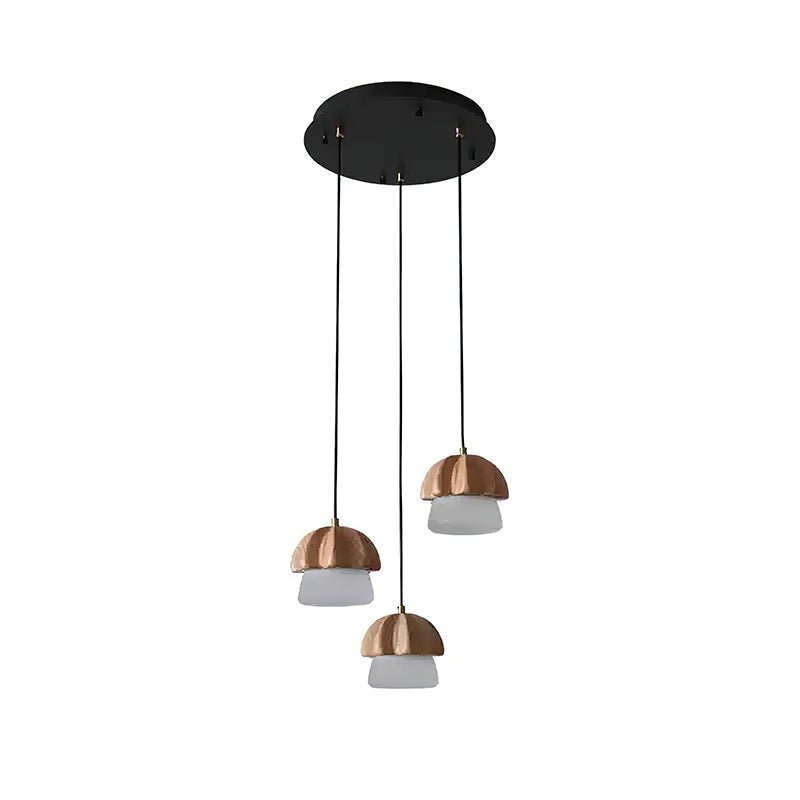 Indris Pendant Lamp Mushroom Cluster Wood & Glass-Neutral Decor