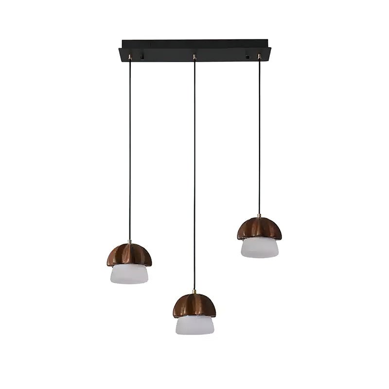 Indris Pendant Lamp Mushroom Cluster Wood & Glass-Neutral Decor