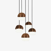 Indris Pendant Lamp Mushroom Cluster Wood & Glass-Neutral Decor