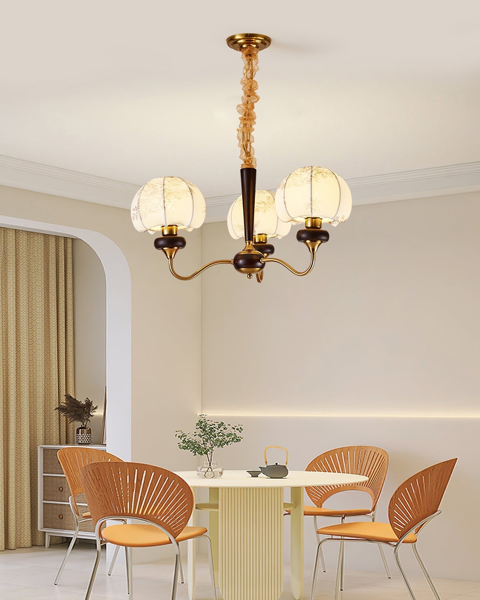 Orchid Vintage Fabric Chandelier-Neutral Decor