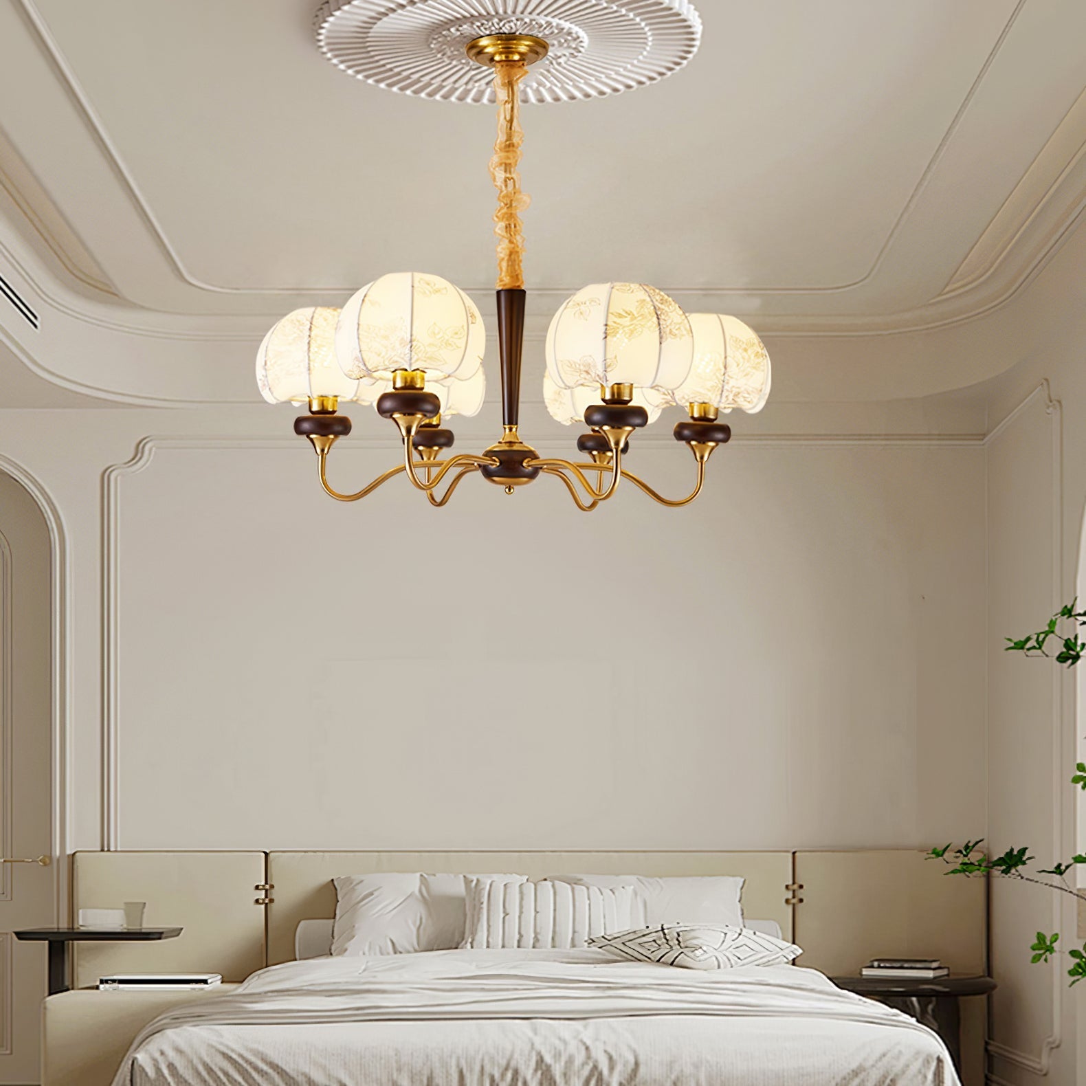 Orchid Vintage Fabric Chandelier-Neutral Decor