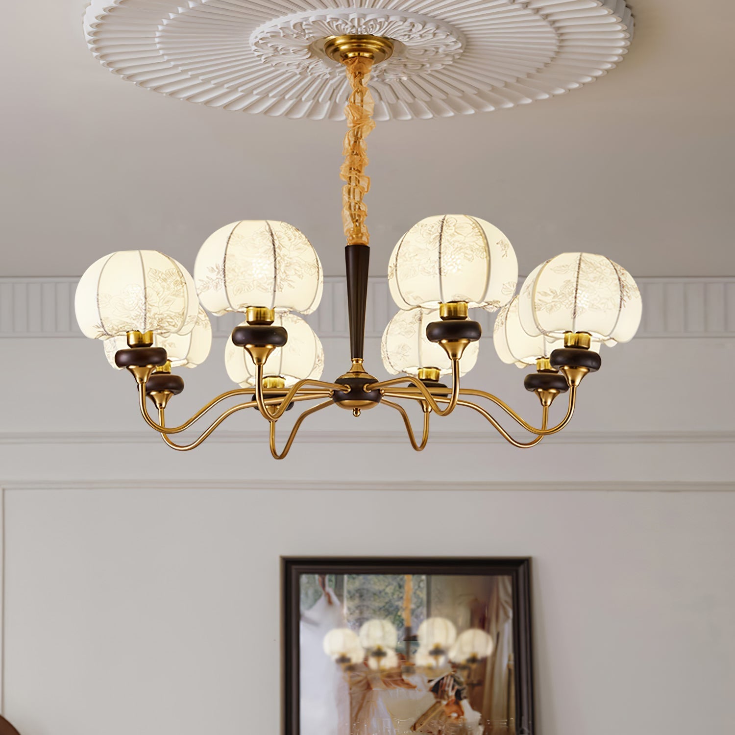 Orchid Vintage Fabric Chandelier-Neutral Decor