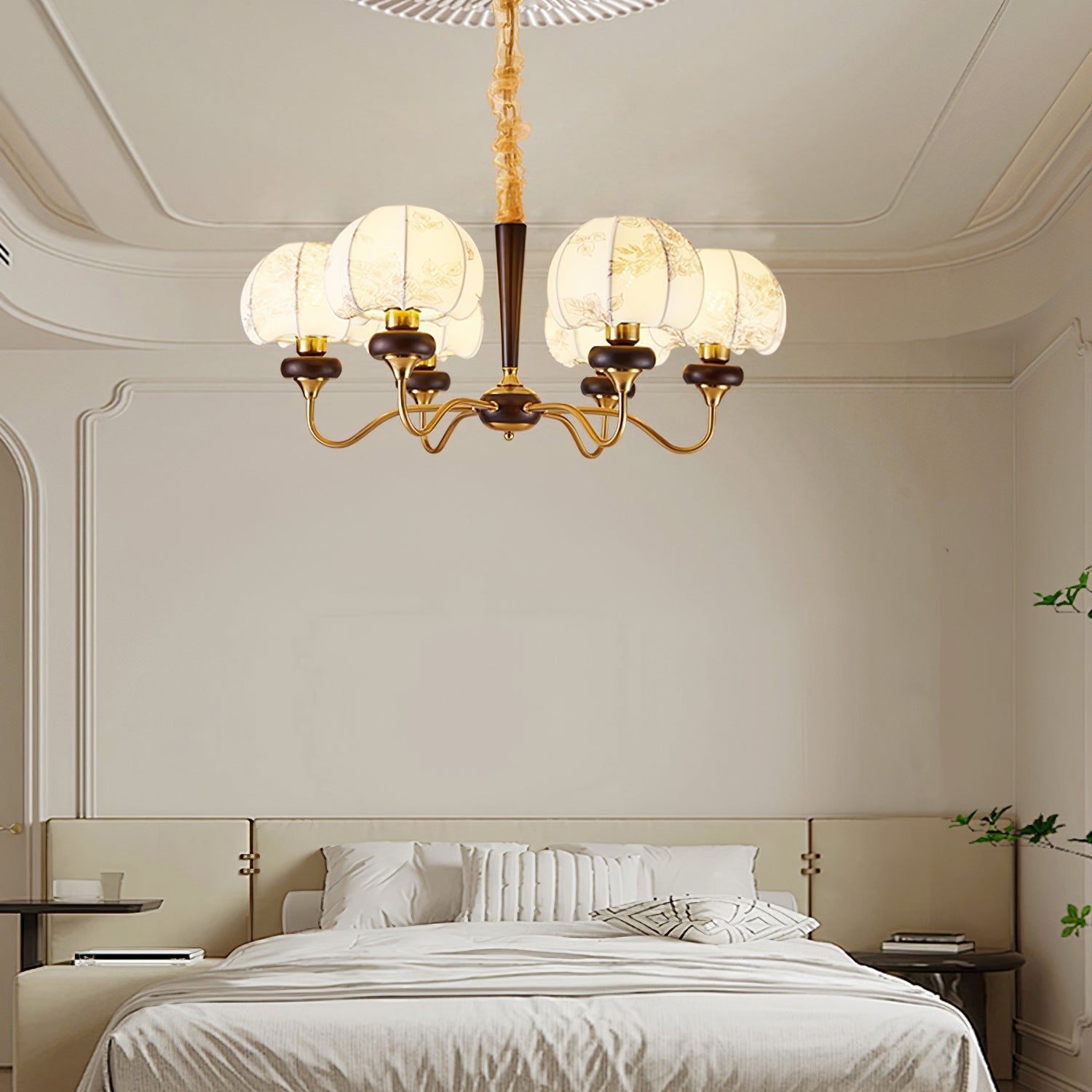 Orchid Vintage Fabric Chandelier-Neutral Decor