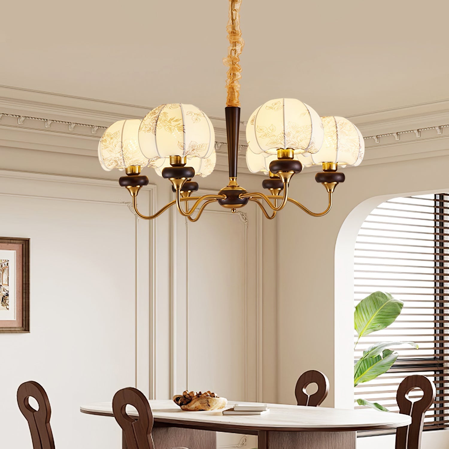 Orchid Vintage Fabric Chandelier-Neutral Decor