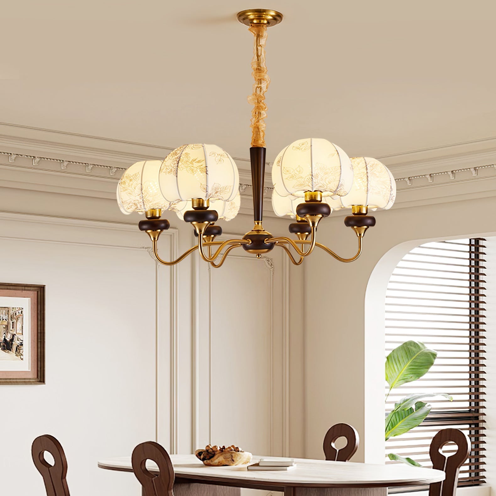 Orchid Vintage Fabric Chandelier-Neutral Decor