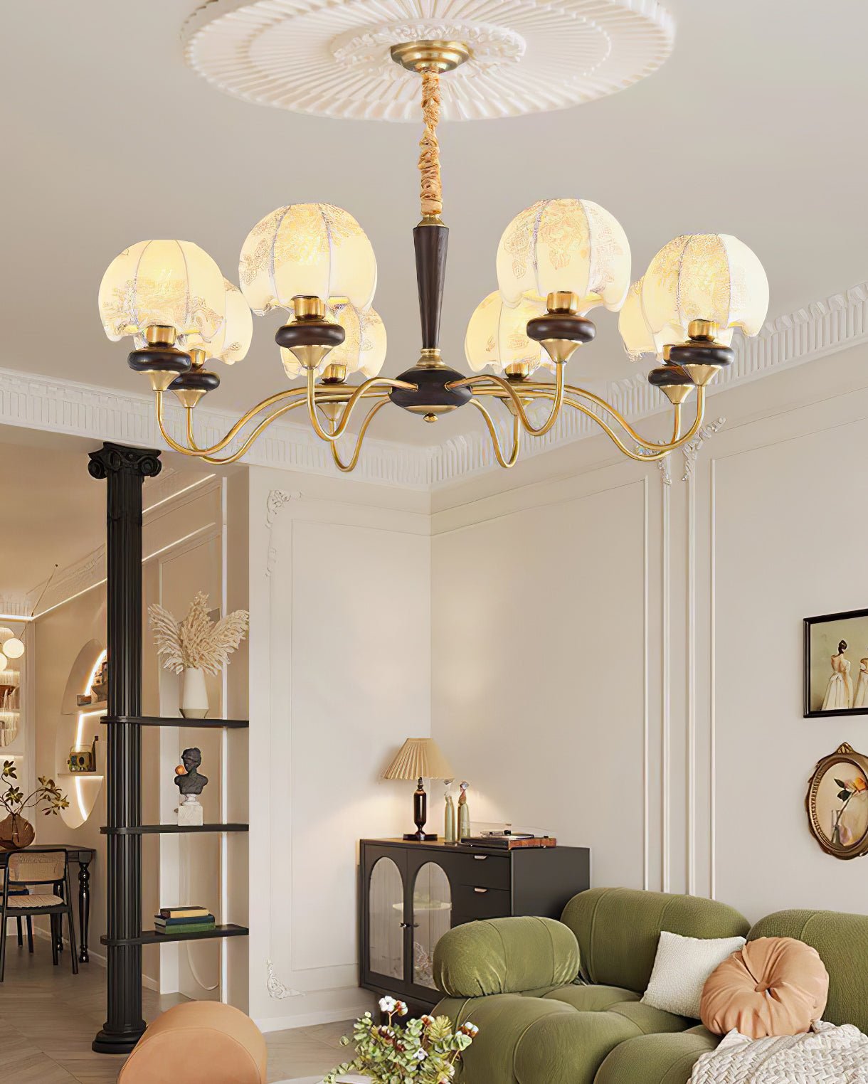 Orchid Vintage Fabric Chandelier-Neutral Decor