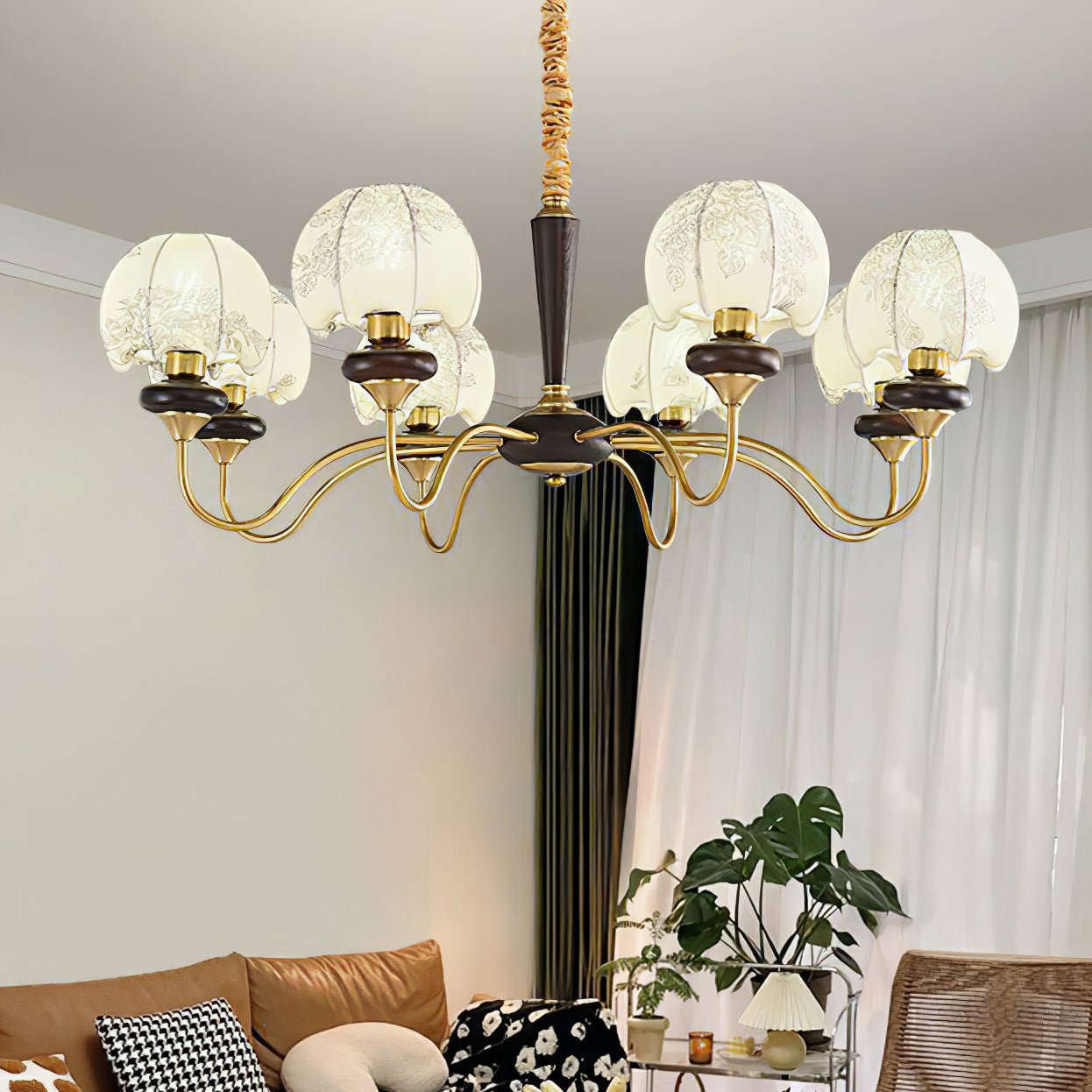 Orchid Vintage Fabric Chandelier-Neutral Decor