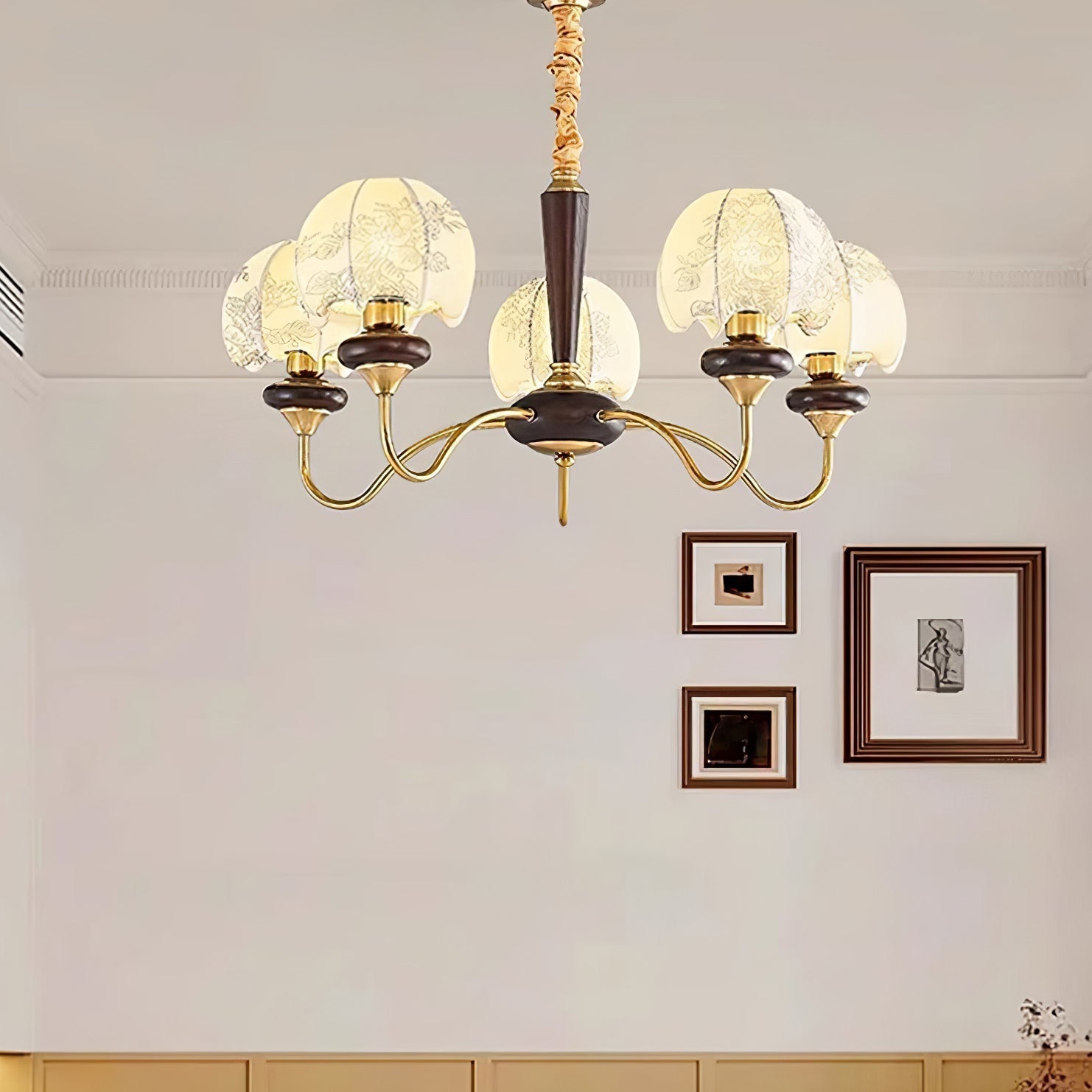 Orchid Vintage Fabric Chandelier-Neutral Decor