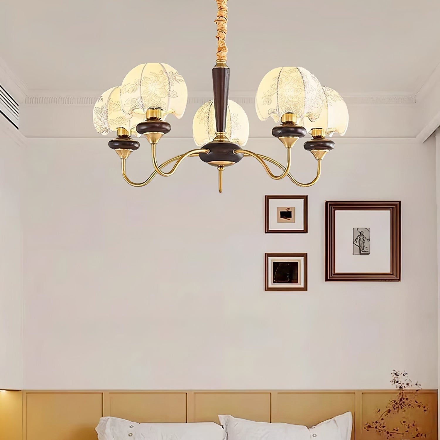 Orchid Vintage Fabric Chandelier-Neutral Decor