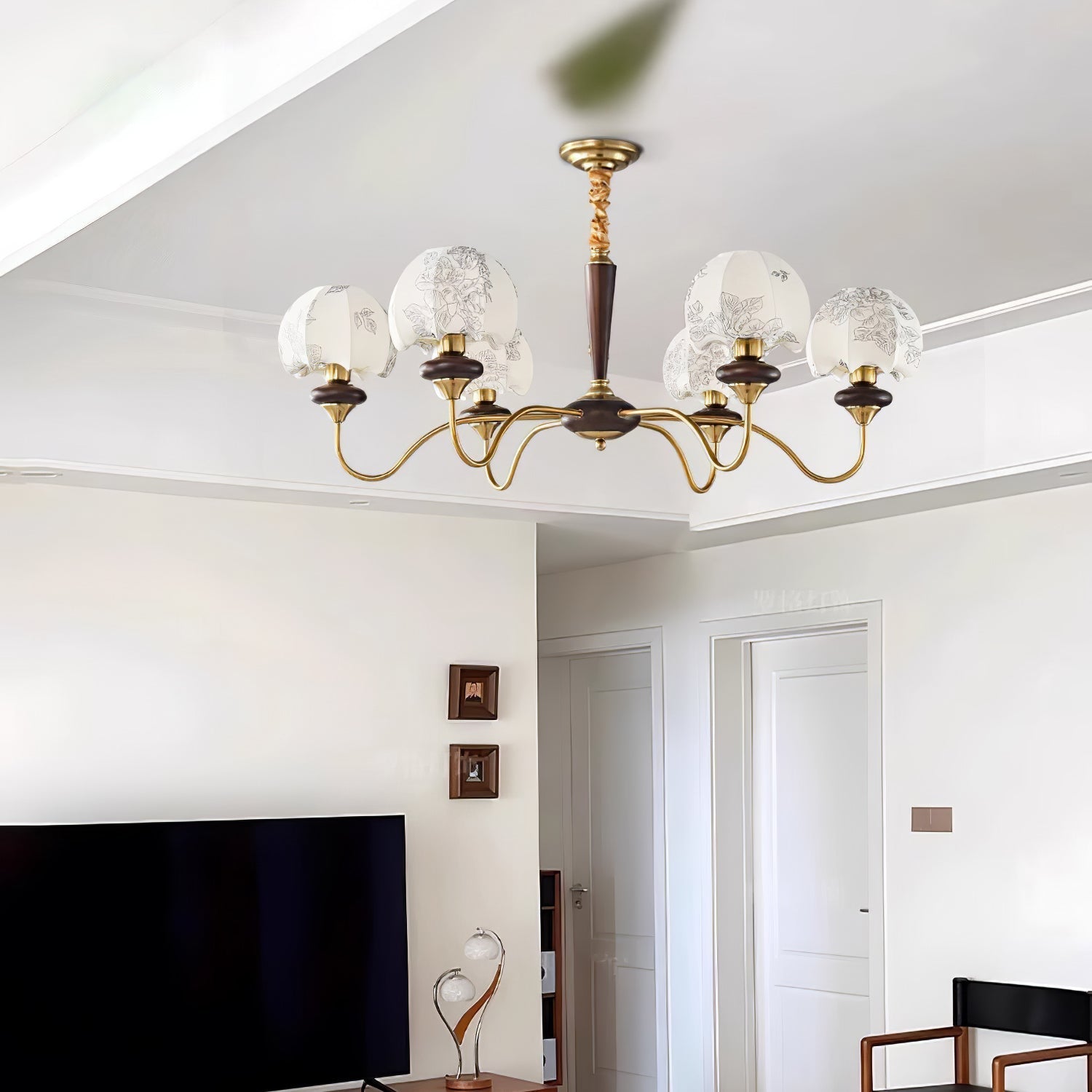 Orchid Vintage Fabric Chandelier-Neutral Decor