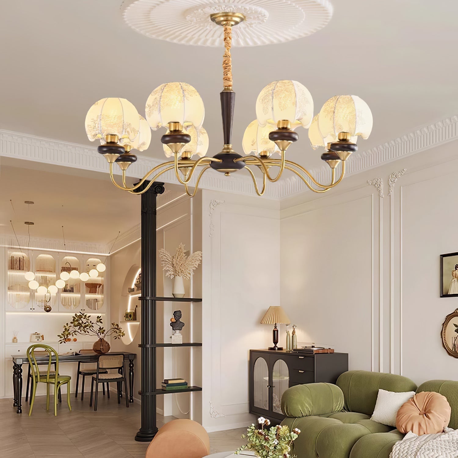 Orchid Vintage Fabric Chandelier-Neutral Decor