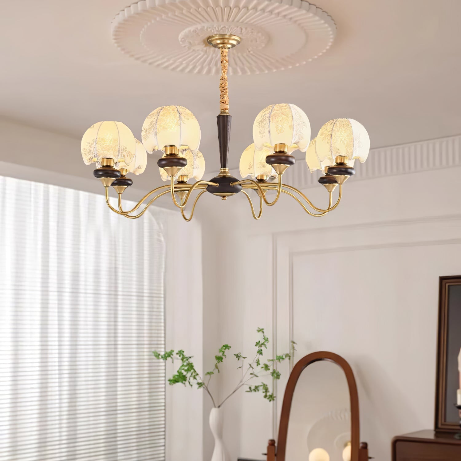 Orchid Vintage Fabric Chandelier-Neutral Decor