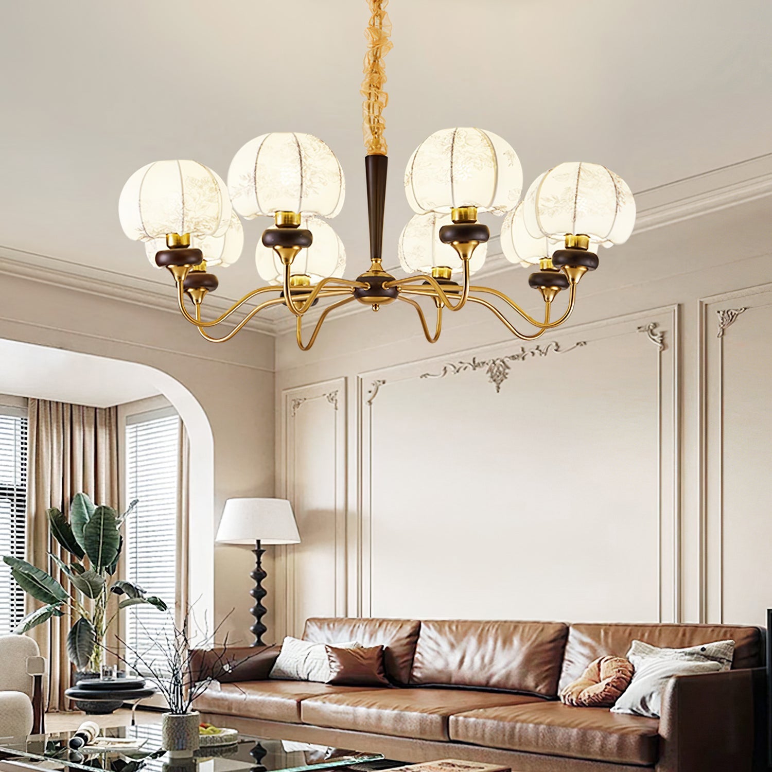 Orchid Vintage Fabric Chandelier-Neutral Decor