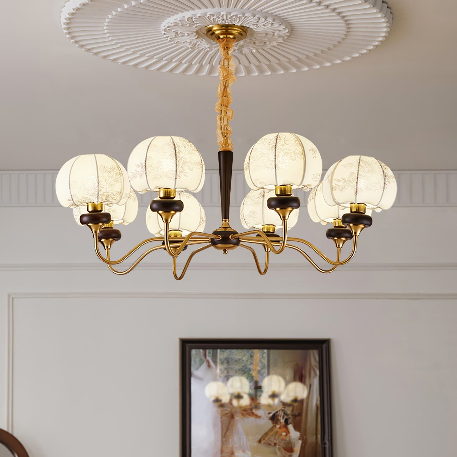 Orchid Vintage Fabric Chandelier-Neutral Decor